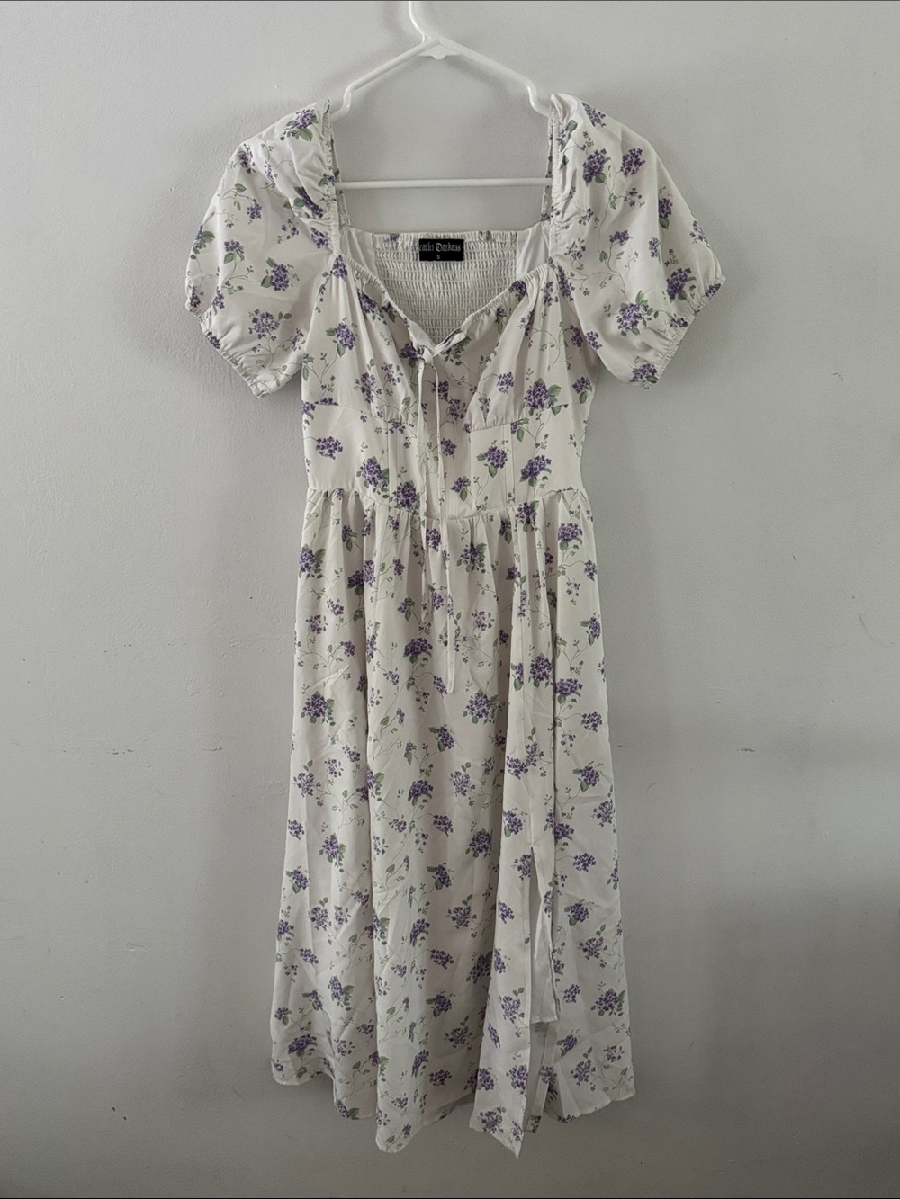 Scarlett Darkness Floral Puff-Sleeve MilkMaid Maxi Dress Sz S